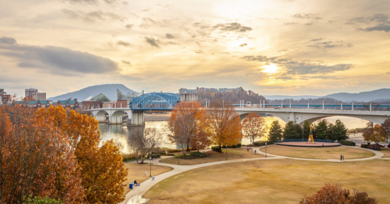 Picture of the Scenic City, Chattanooga from Coolidge Park at sunset