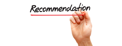 Image of a hand writting "Recommendation" and underlined in red with white background.  Located just above the copy about asking for recommendations for a builder