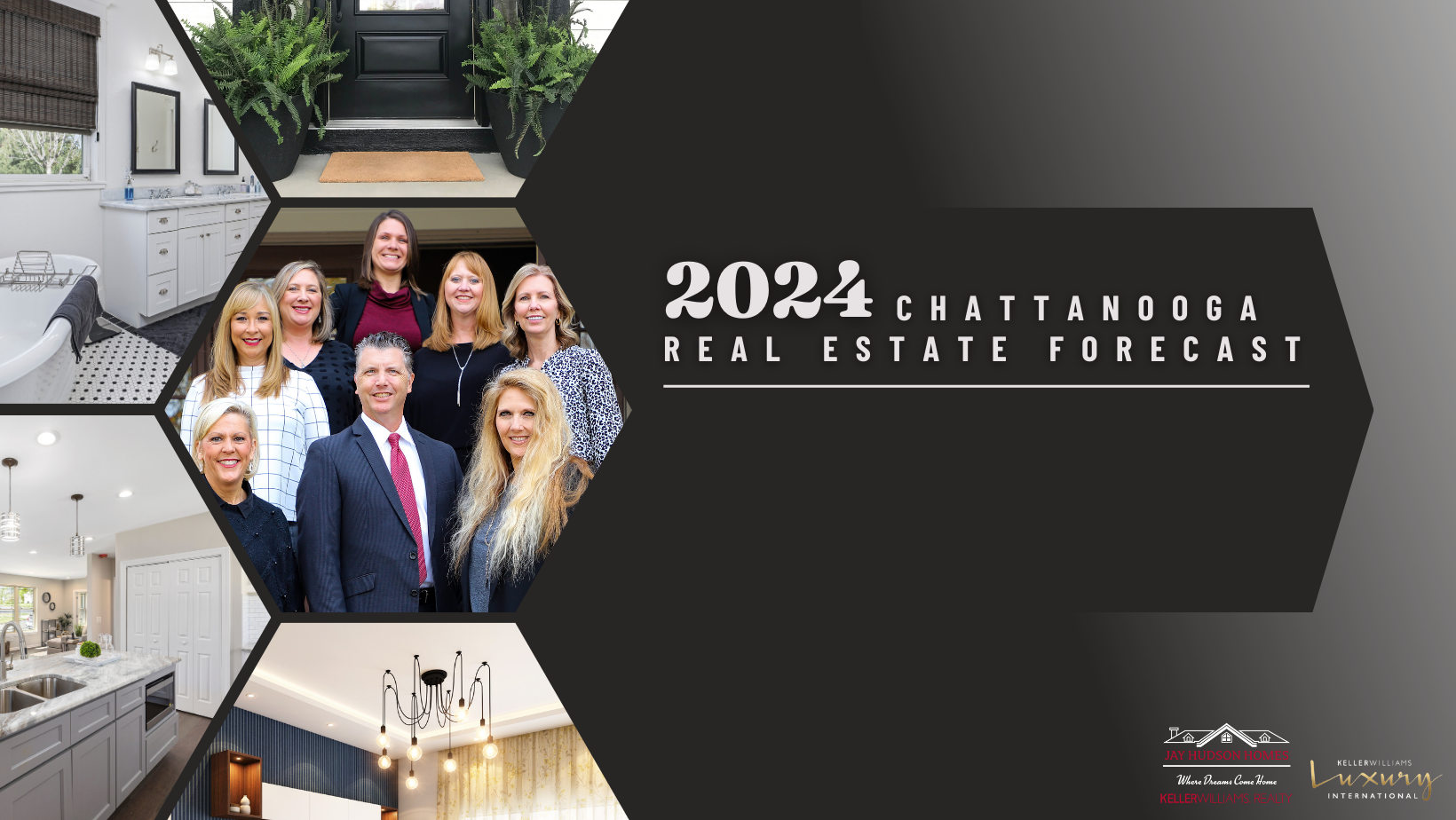 Header Graphic for the article 2024 Chattanooga Real Estate Market Forecast includes a picture of members of Jay Hudson Homes