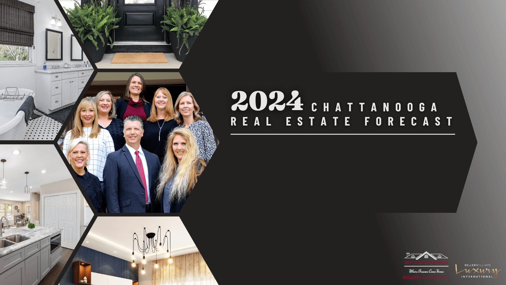 Header Graphic for the article 2024 Chattanooga Real Estate Market Forecast includes a picture of members of Jay Hudson Homes