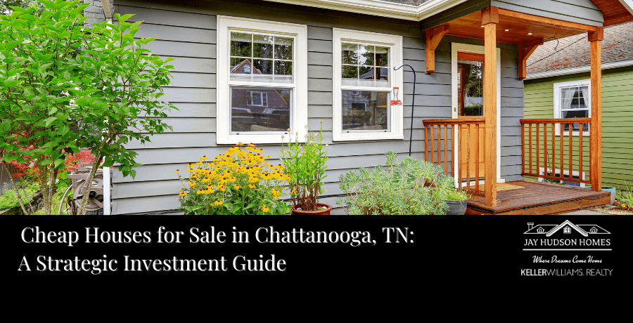 Picture of a small grey one story home with small front porch. Similar to cheap houses for sale in Chattanooga TN