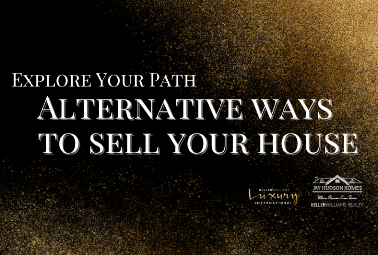 Black graphic with gold dust in the corners and the article title "Explore Your Path Alternative Ways to Sell Your House